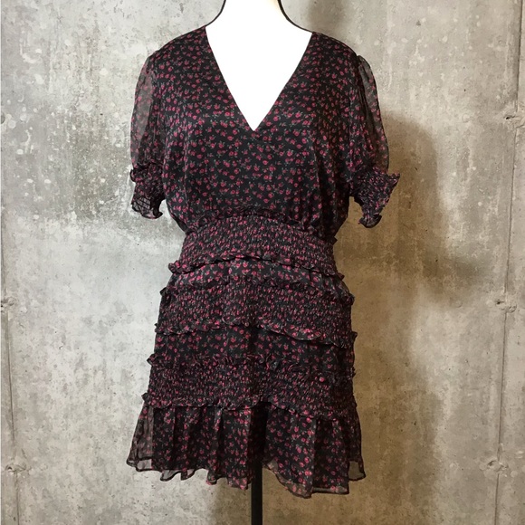 Revolve The East Order Behati Womens Liberty Floral Dress Size L Sheer Smocked - Picture 7 of 16